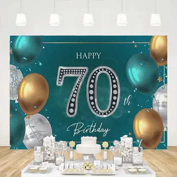 Zelená Strieborná Backgrong Šťastný 70. Narodeniny Banner Pozadie Sedemdesiat Rokov, Dekorácie, Party Dodávky pre Ženy Muži